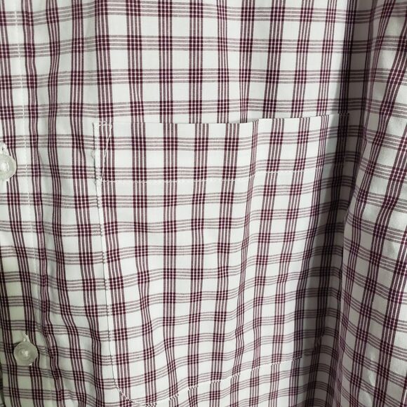 Samuel Windsor Mens Shirt Large Wine Plaid Cotton Button Up Long Sleeve Pocket - Picture 6 of 10